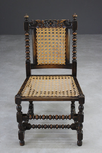 Single Carved Oak & Cane Chair - Kernow Furniture