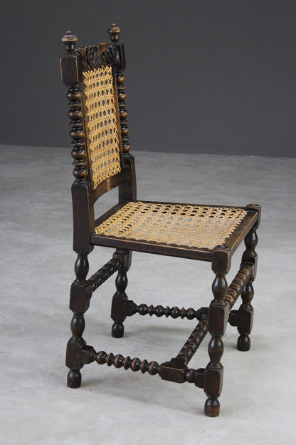 Single Carved Oak & Cane Chair - Kernow Furniture