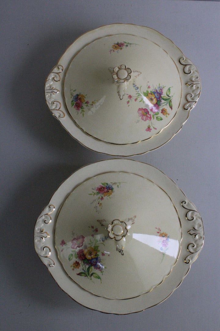 Pair A J Wilkinson Honeyglaze Royal Staffs Tureens - Kernow Furniture