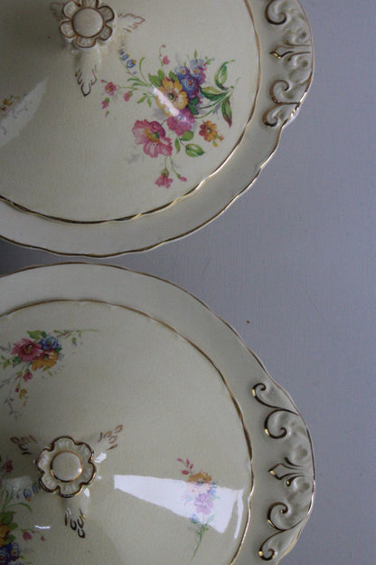 Pair A J Wilkinson Honeyglaze Royal Staffs Tureens - Kernow Furniture