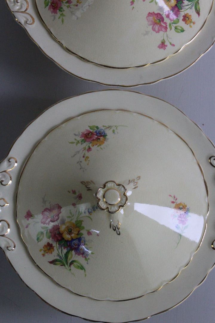 Pair A J Wilkinson Honeyglaze Royal Staffs Tureens - Kernow Furniture