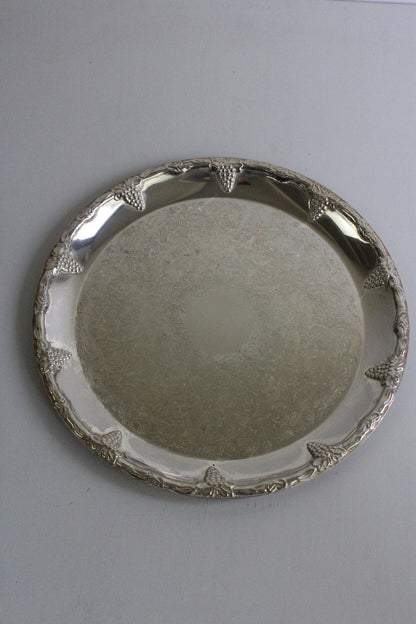 Round Silver Tone Drinks Serving Tray - Kernow Furniture