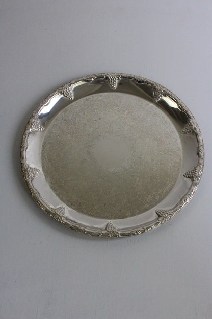Round Silver Tone Drinks Serving Tray - Kernow Furniture