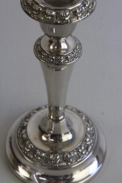 Pair Silver Plated Candlesticks - Kernow Furniture