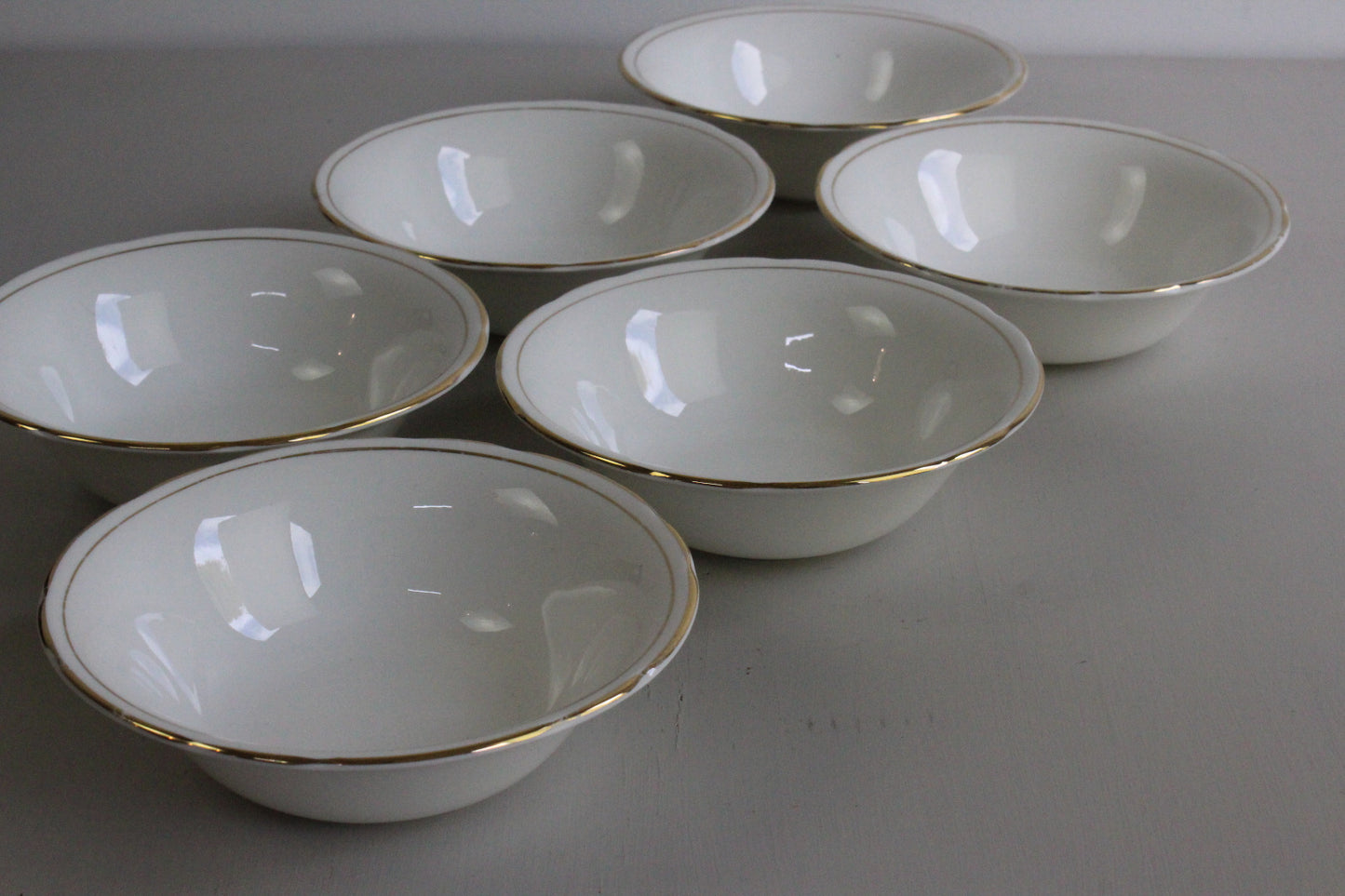 Duchess China Ascot - 6 White & Gold Bowls - Kernow Furniture