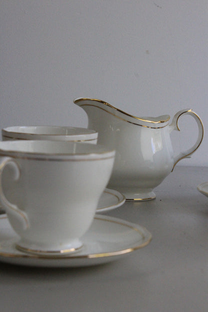 Duchess China Ascot - 4 White & Gold Cups & Saucers - Kernow Furniture