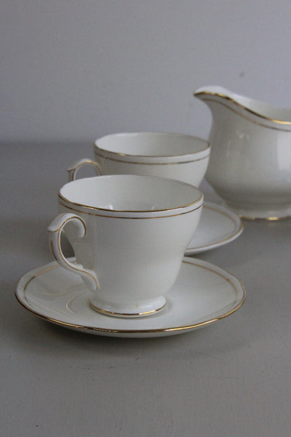 Duchess China Ascot - 4 White & Gold Cups & Saucers - Kernow Furniture