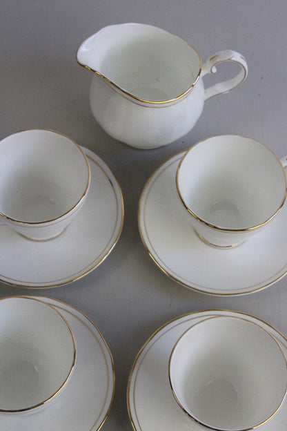 Duchess China Ascot - 4 White & Gold Cups & Saucers - Kernow Furniture