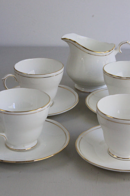 Duchess China Ascot - 4 White & Gold Cups & Saucers - Kernow Furniture