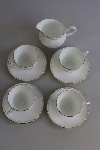 Duchess China Ascot - 4 White & Gold Cups & Saucers - Kernow Furniture