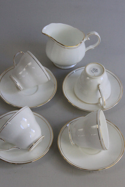 Duchess China Ascot - 4 White & Gold Cups & Saucers - Kernow Furniture