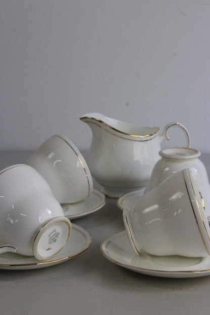 Duchess China Ascot - 4 White & Gold Cups & Saucers - Kernow Furniture