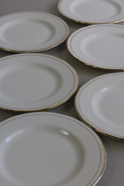 Duchess China Ascot - 6 White & Gold Side Plates - Kernow Furniture