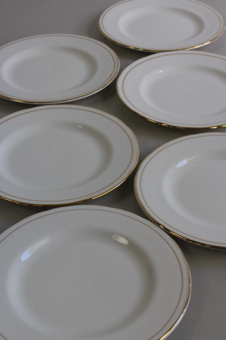 Duchess China Ascot - 6 White & Gold Side Plates - Kernow Furniture