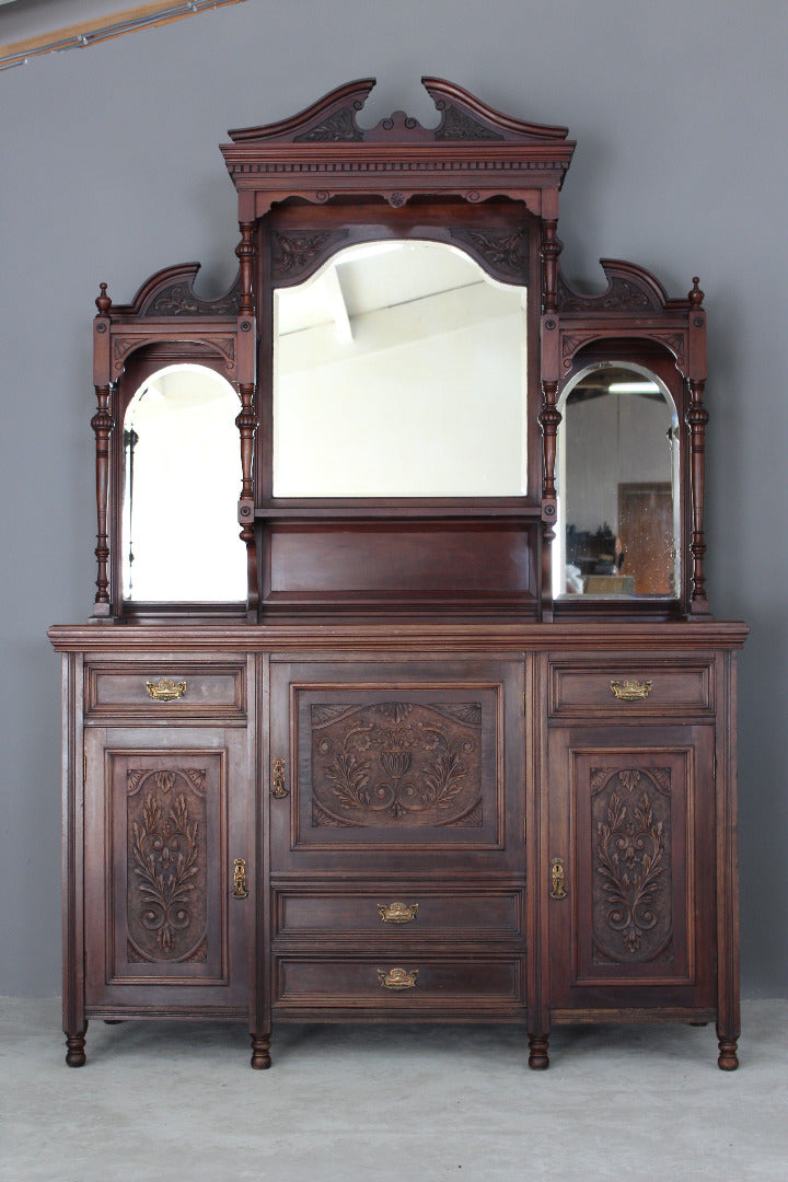 Antique Victorian Mahogany Mirror Back Sideboard - Kernow Furniture