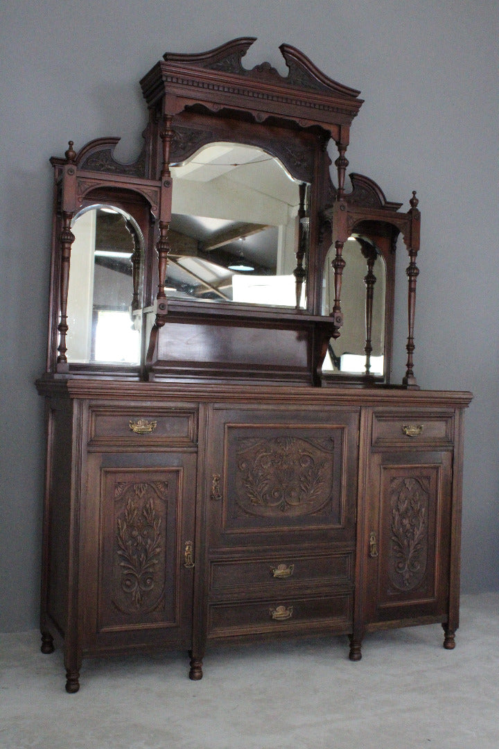 Antique Victorian Mahogany Mirror Back Sideboard - Kernow Furniture