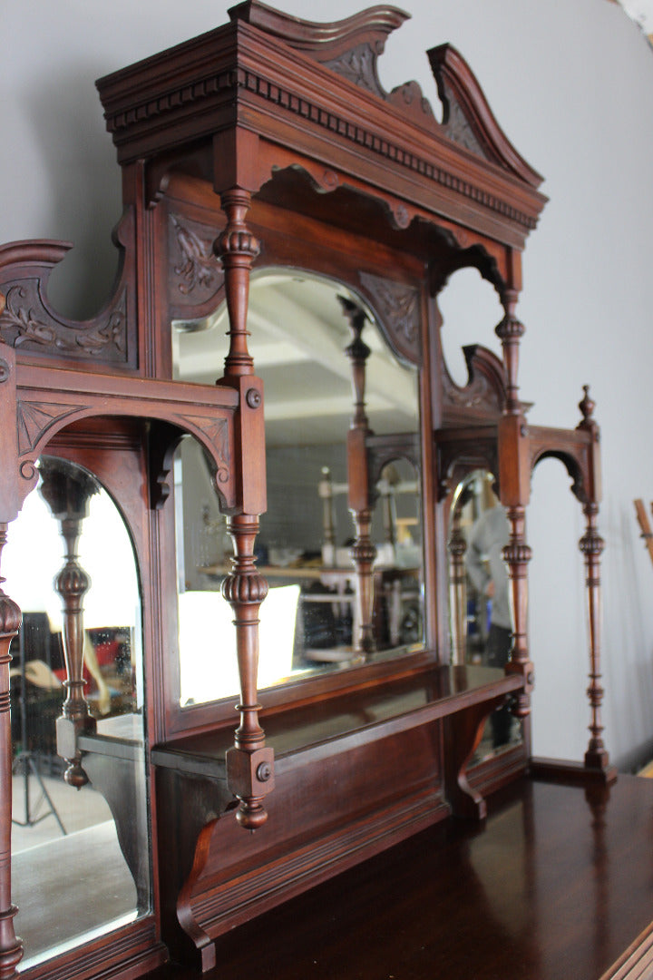 Antique Victorian Mahogany Mirror Back Sideboard - Kernow Furniture