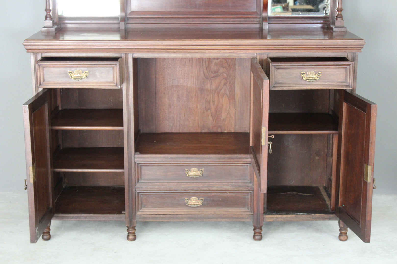 Antique Victorian Mahogany Mirror Back Sideboard - Kernow Furniture