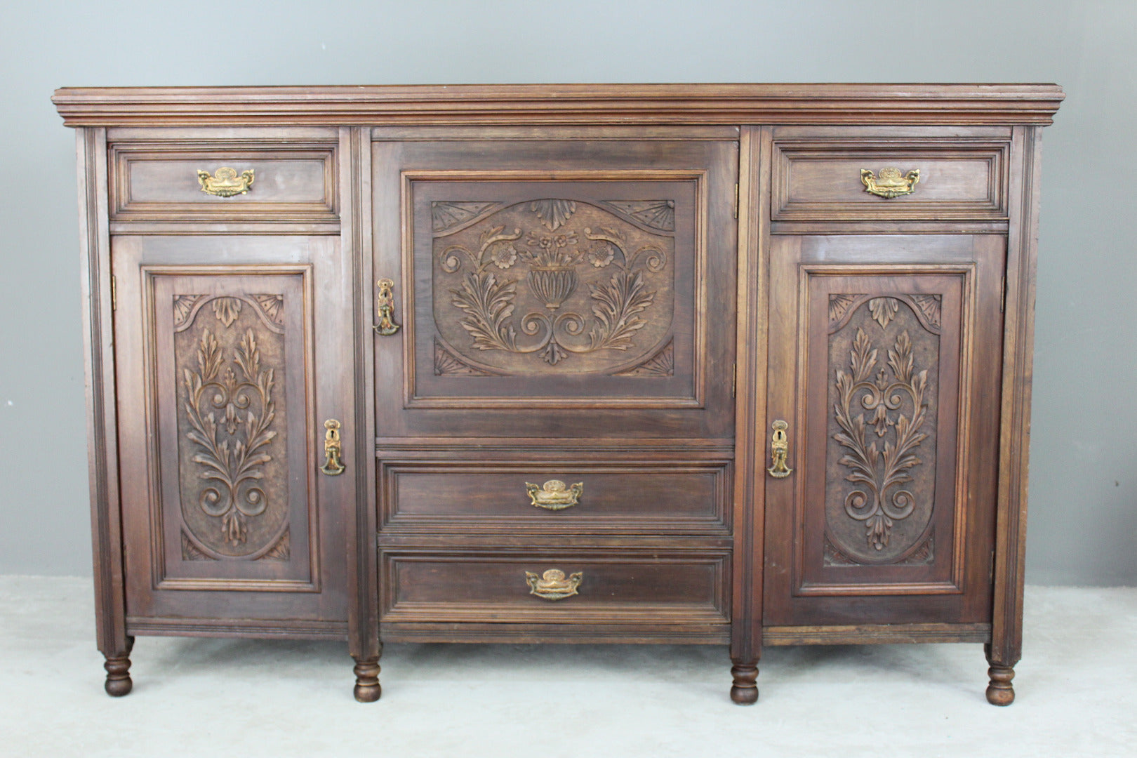 Antique Victorian Mahogany Mirror Back Sideboard - Kernow Furniture