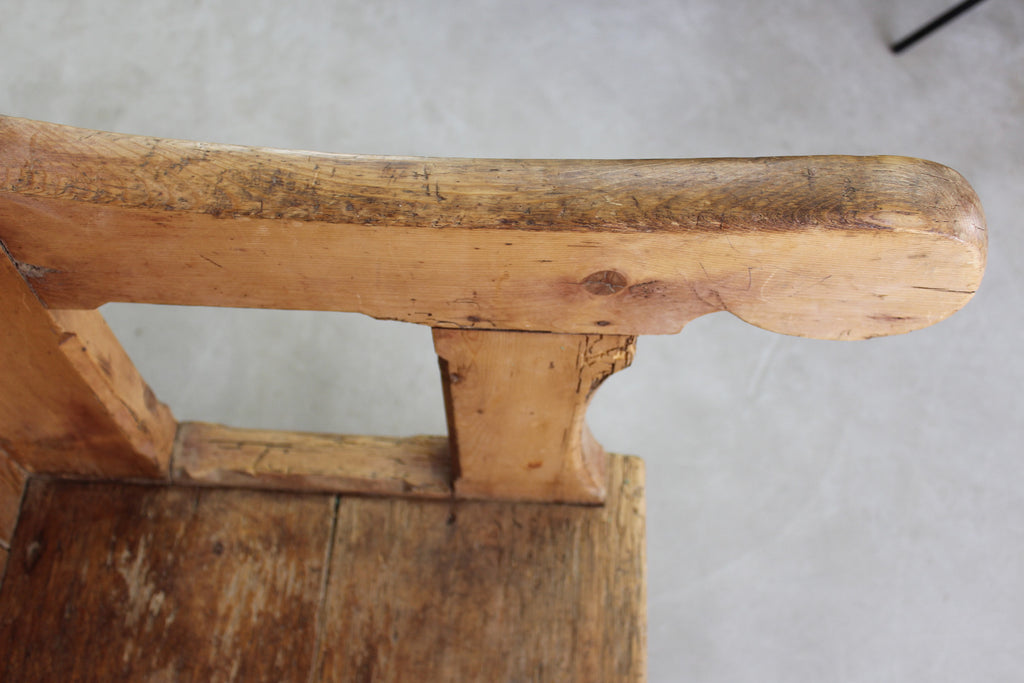 Antique Rustic Pine Settle - Kernow Furniture