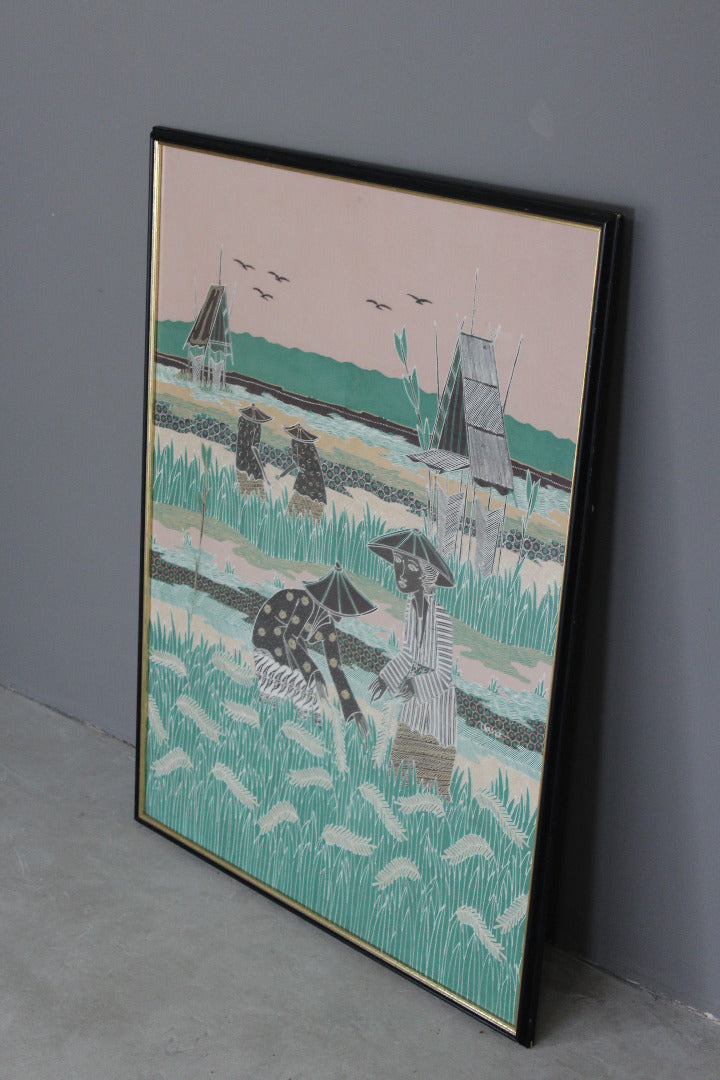 Framed Oriental Style Screen Print - Kernow Furniture