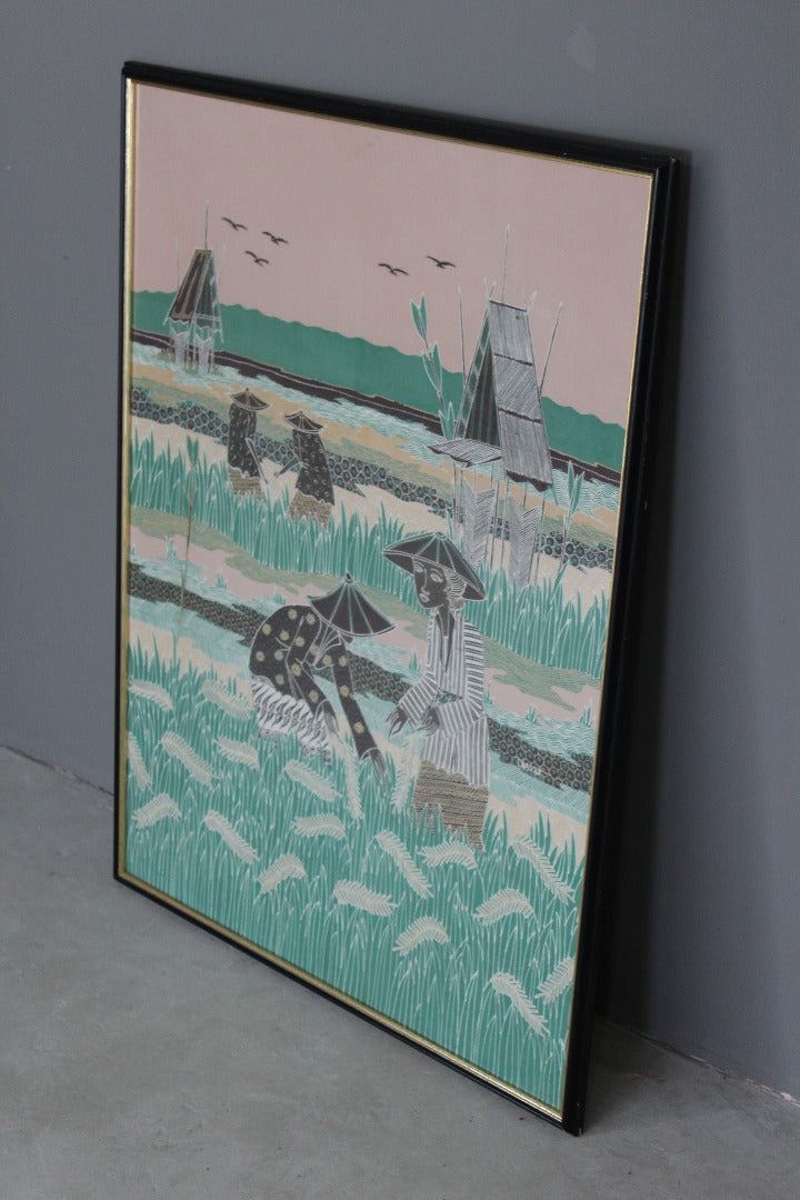 Framed Oriental Style Screen Print - Kernow Furniture