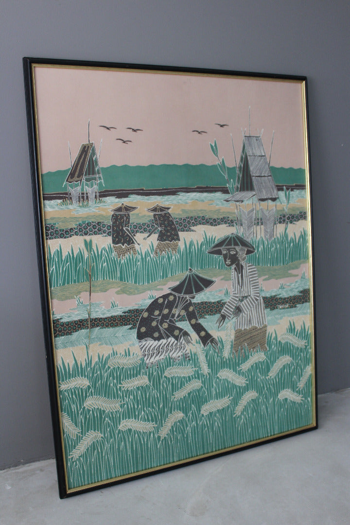 Framed Oriental Style Screen Print - Kernow Furniture