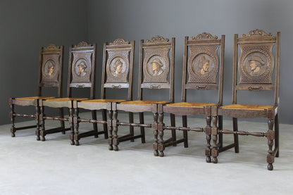 Set 6 French Oak Breton Style Dining Chairs - Kernow Furniture