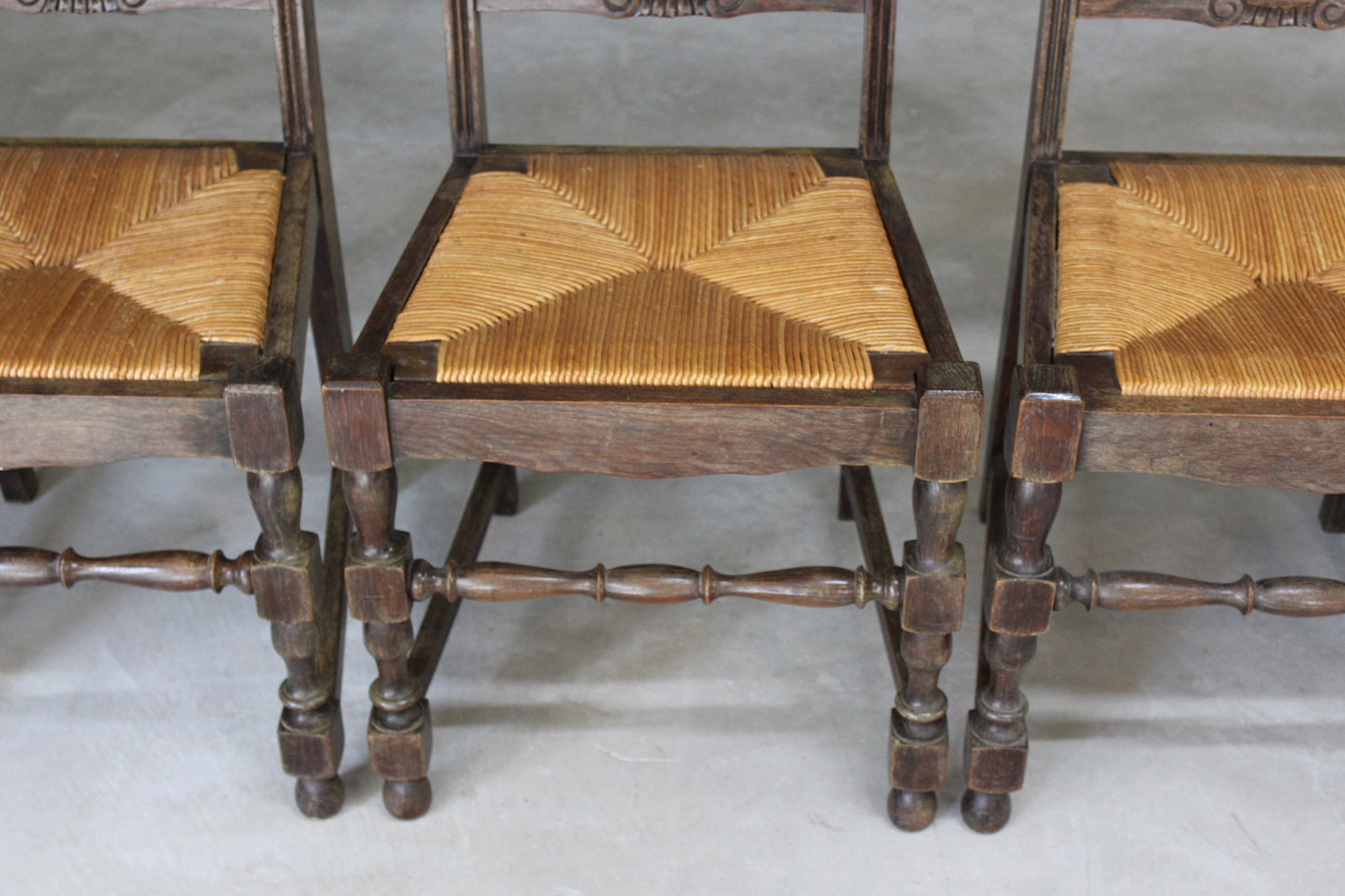 Set 6 French Oak Breton Style Dining Chairs - Kernow Furniture