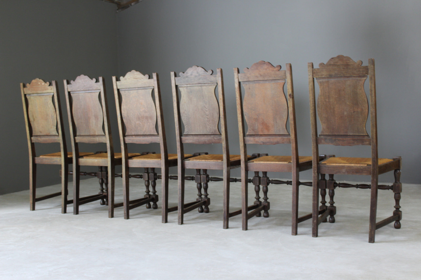 Set 6 French Oak Breton Style Dining Chairs - Kernow Furniture