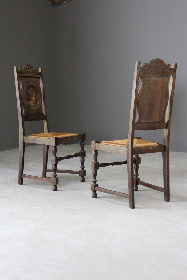 Set 6 French Oak Breton Style Dining Chairs - Kernow Furniture