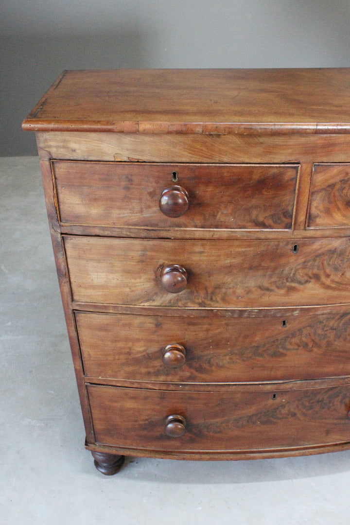 Antique Bow Front Chest of Drawers - Kernow Furniture