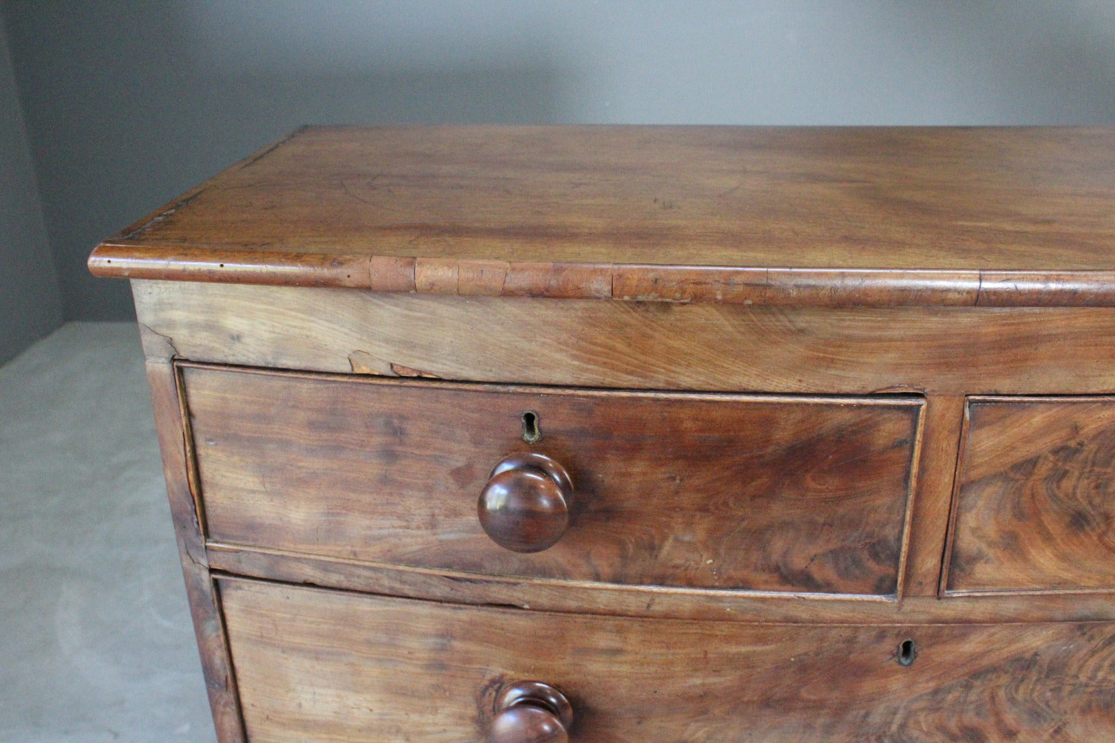 Antique Bow Front Chest of Drawers - Kernow Furniture