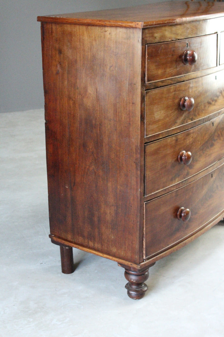 Antique Bow Front Chest of Drawers - Kernow Furniture