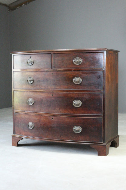 Antique Mahogany Bow Front Chest - Kernow Furniture