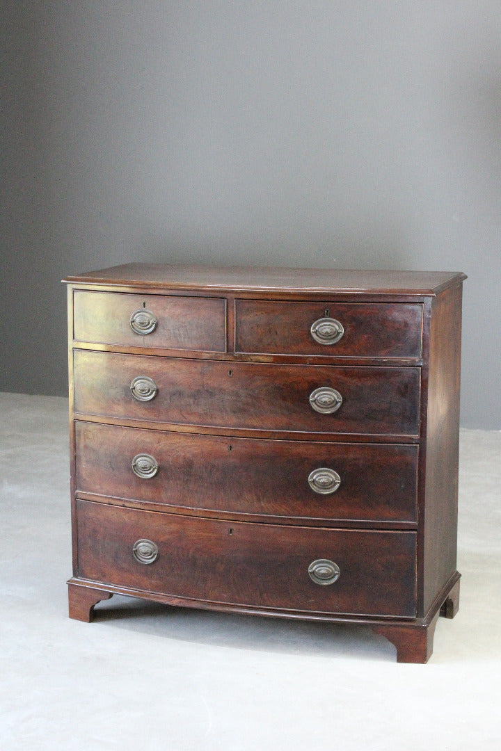 Antique Mahogany Bow Front Chest - Kernow Furniture