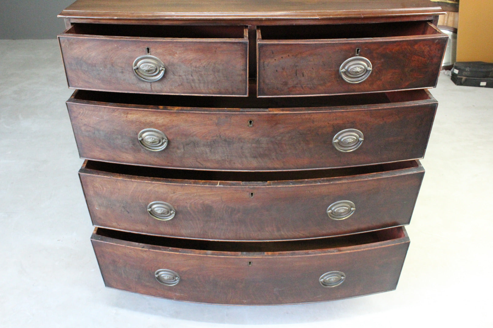 Antique Mahogany Bow Front Chest - Kernow Furniture