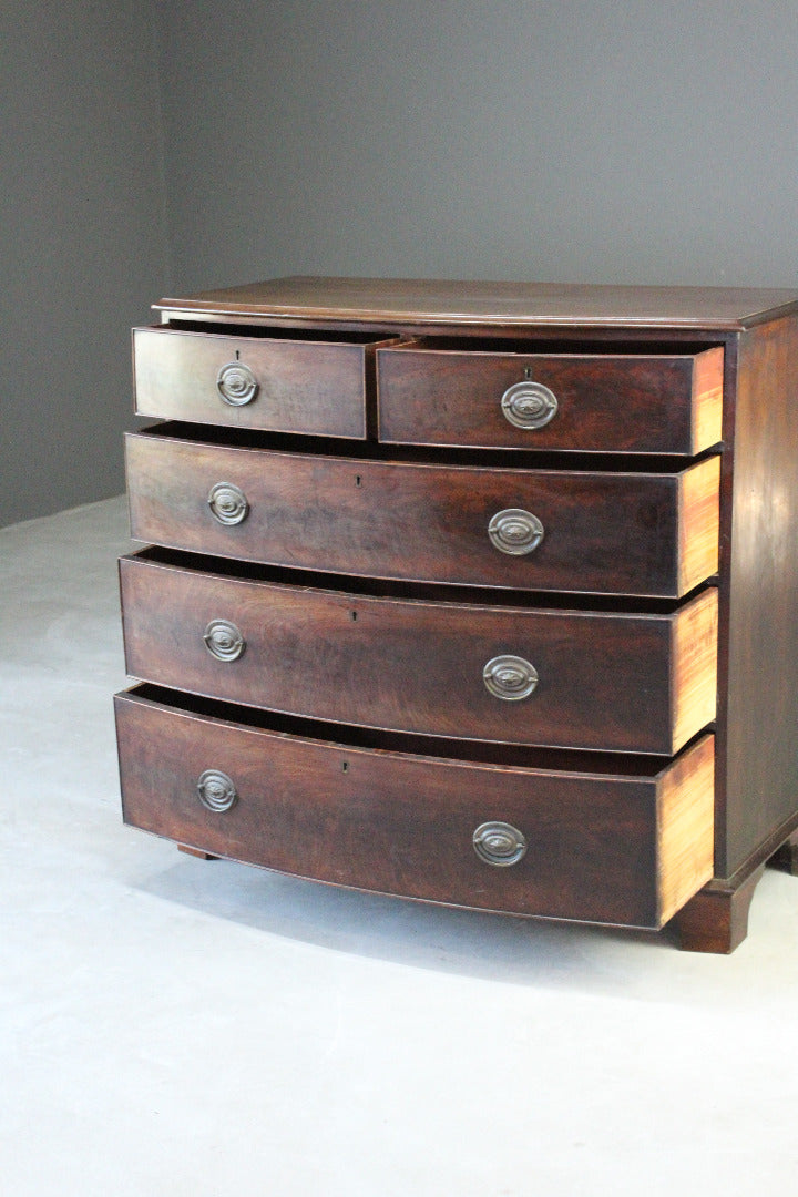 Antique Mahogany Bow Front Chest - Kernow Furniture