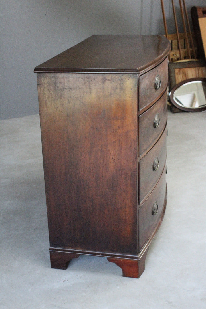 Antique Mahogany Bow Front Chest - Kernow Furniture