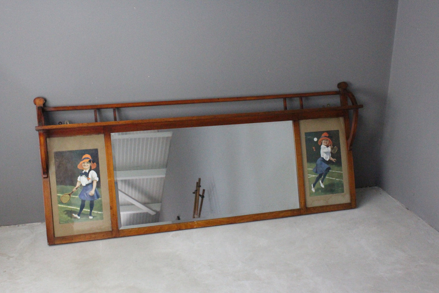 Large Early 20th Century Over Mantle Mirror - Kernow Furniture