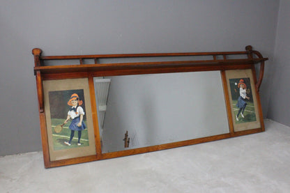 Large Early 20th Century Over Mantle Mirror - Kernow Furniture