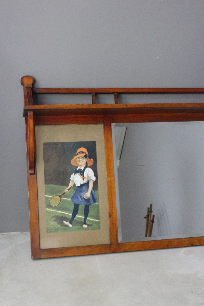 Large Early 20th Century Over Mantle Mirror - Kernow Furniture