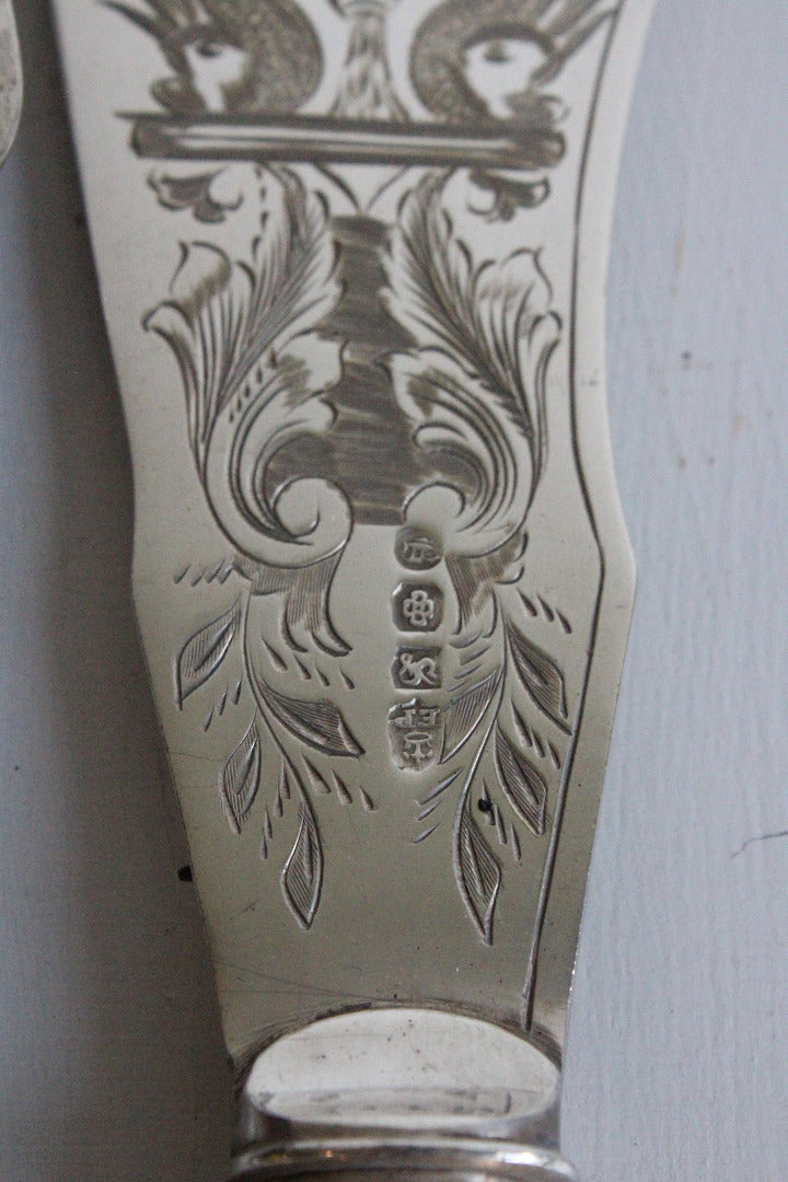 Vintage EPNS Fish Serving Knife & Fork - Kernow Furniture