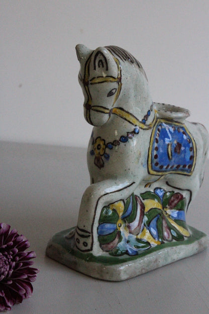 Glazed Pottery Horse Inkwell - Kernow Furniture