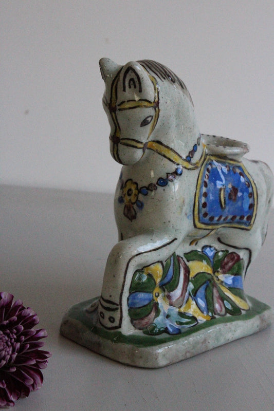 Glazed Pottery Horse Inkwell - Kernow Furniture
