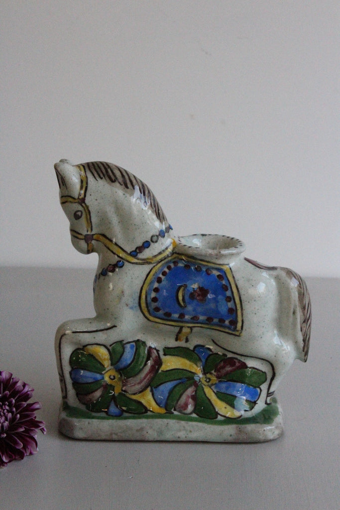 Glazed Pottery Horse Inkwell - Kernow Furniture