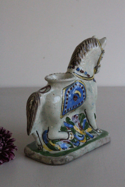 Glazed Pottery Horse Inkwell - Kernow Furniture