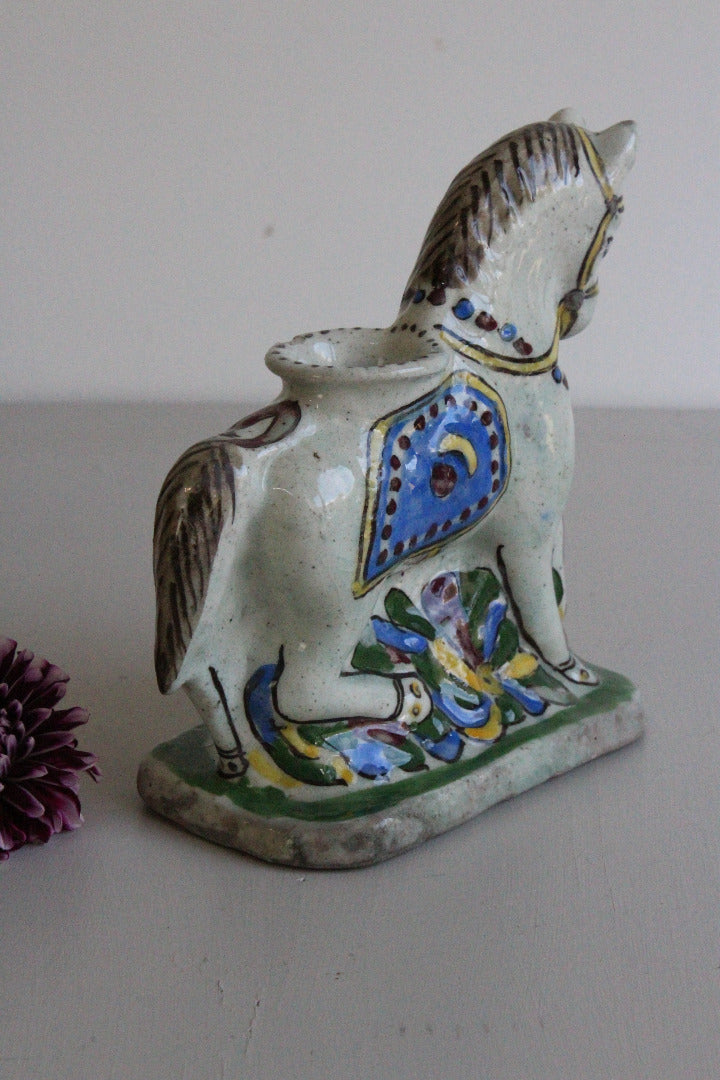 Glazed Pottery Horse Inkwell - Kernow Furniture