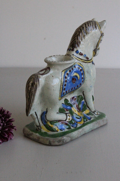 Glazed Pottery Horse Inkwell - Kernow Furniture