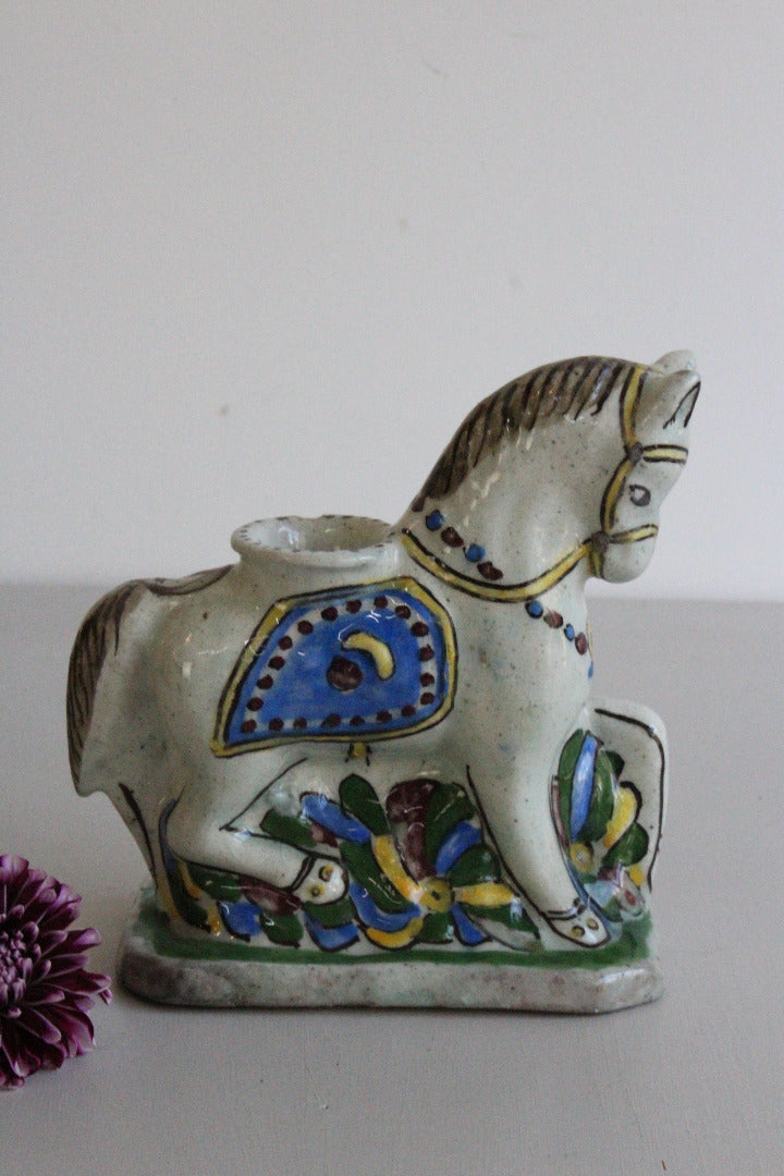 Glazed Pottery Horse Inkwell - Kernow Furniture